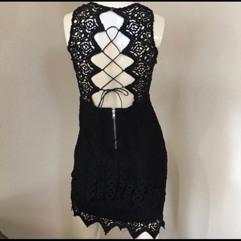 LF black crochet bodycon dress - Picture 3 of 4